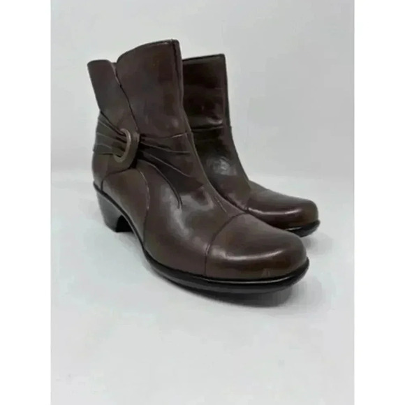 Clarks Bendables Women's Brown Ankle Boots Booties Side Zip -‎ Size 6 - Picture 5 of 12